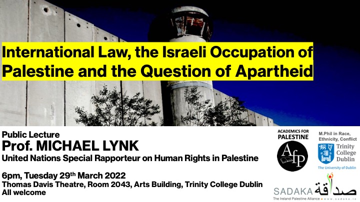 Public Lecture 29/3/22: Michael Lynk, United Nations Special Rapporteur on&nbsp;Palestine