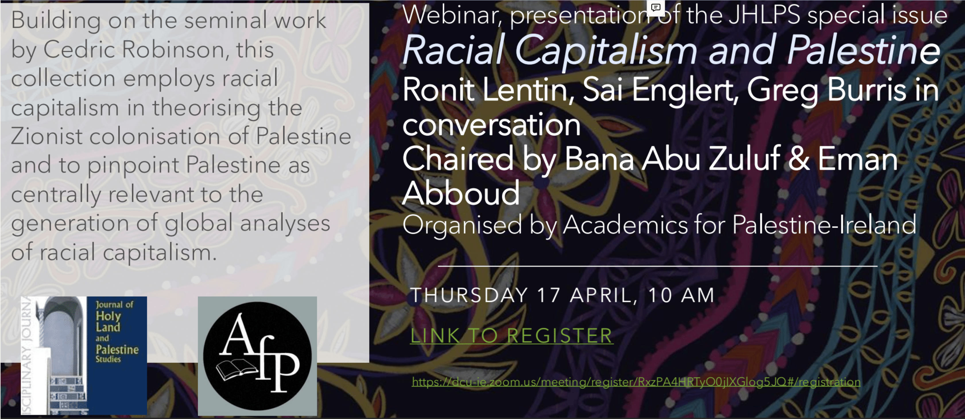 Racial Capitalism and Palestine Webinar